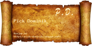 Pick Dominik névjegykártya